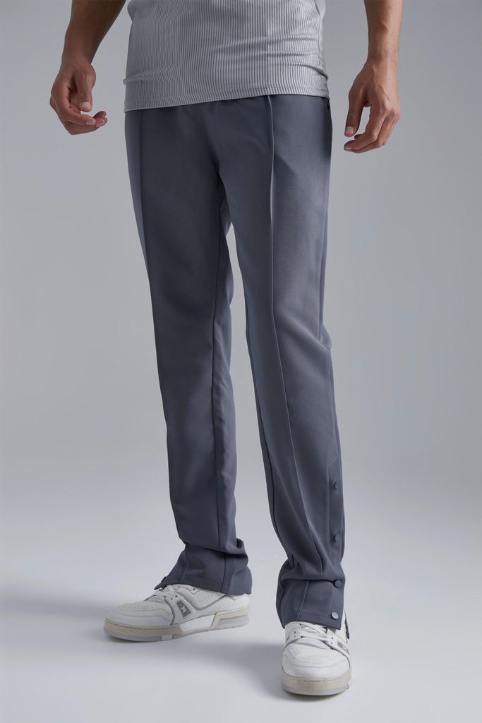 Men's Tall Popper Detail Tapered Trouser - Grey - S, Grey
