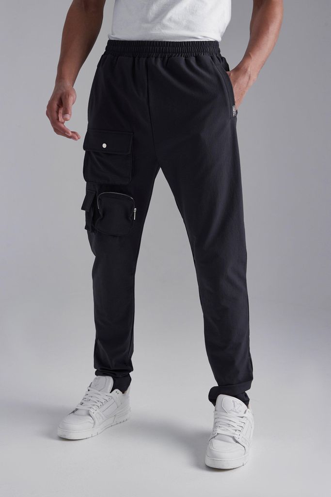Men's Tall Zip Detail Slim Fit Trousers - Navy - S, Navy