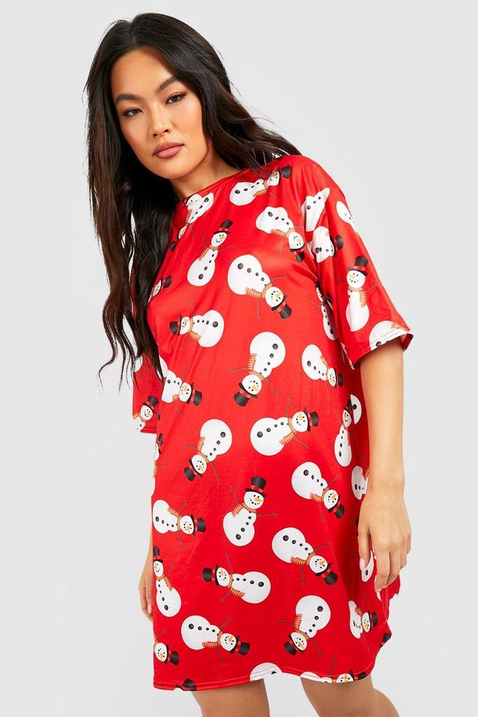 Womens Novelty Christmas T-Shirt Dress - Red - 8, Red