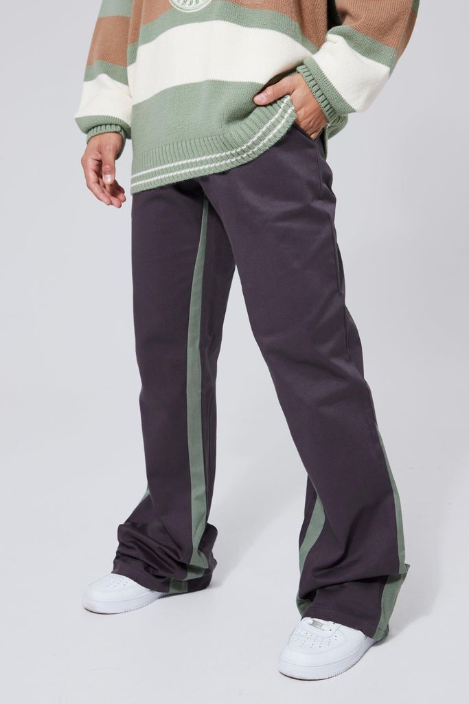 Men's Fixed Waist Straight Colourblock Gusset Trouser - Grey - 28, Grey