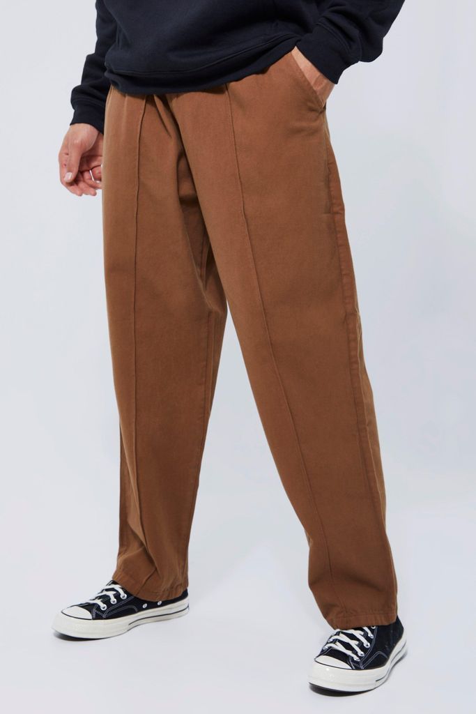 Men's Tall Skate Fit Overdyed Peached Trouser - Brown - S, Brown