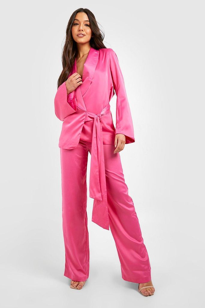Womens Satin Drape Side Tailored Blazer - Pink - 6, Pink