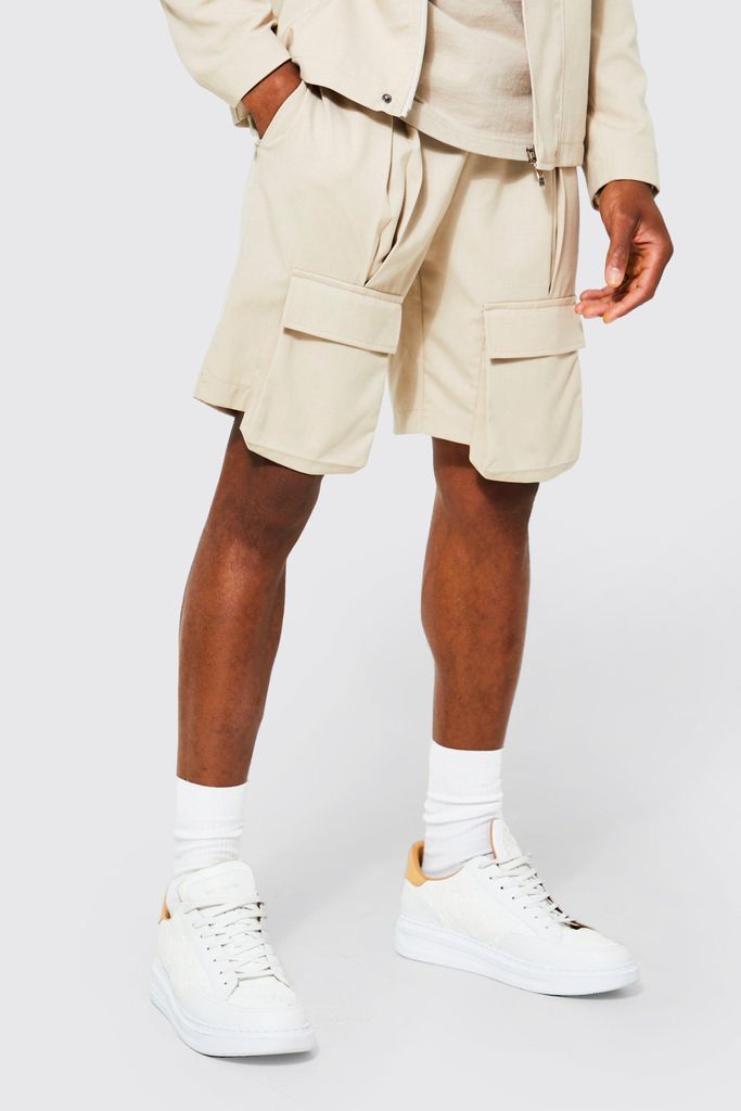 Men's Multi Pocket Tailored Shorts - Beige - L, Beige