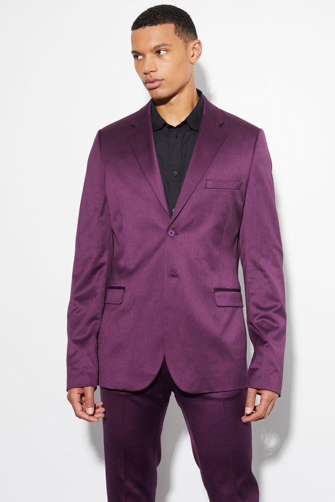 Men's Tall Skinny Satin Suit Jacket - Purple - 36, Purple