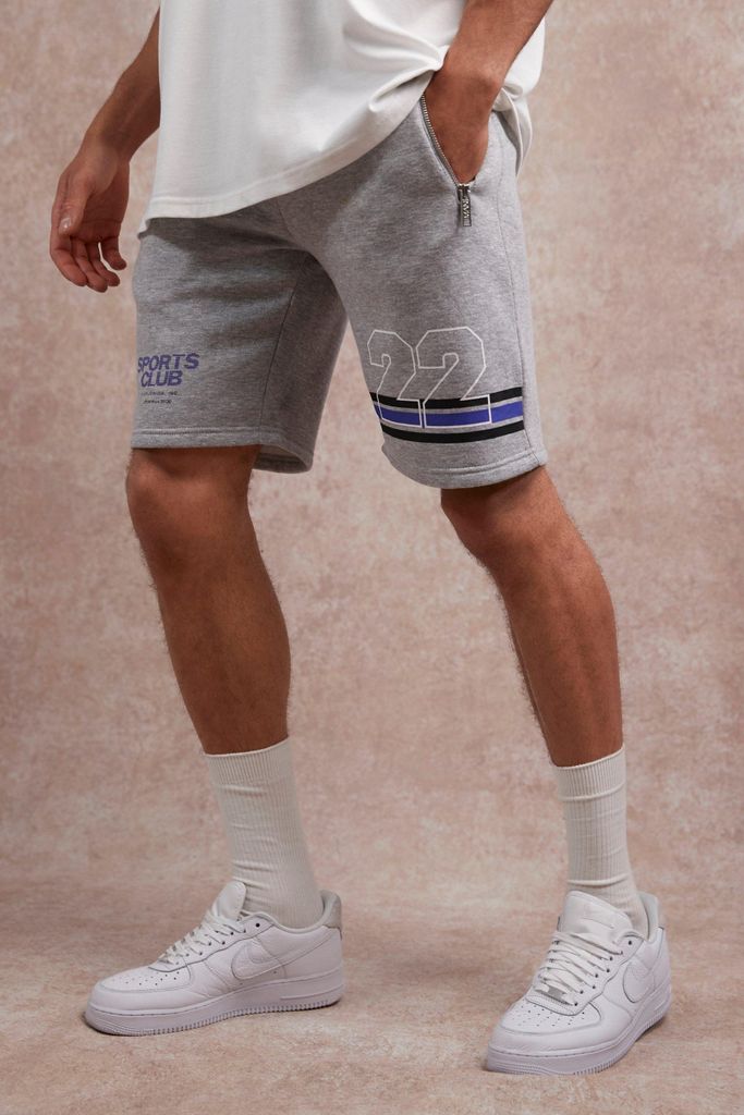 Men's Regular Fit Varsity Jersey Shorts - Grey - L, Grey