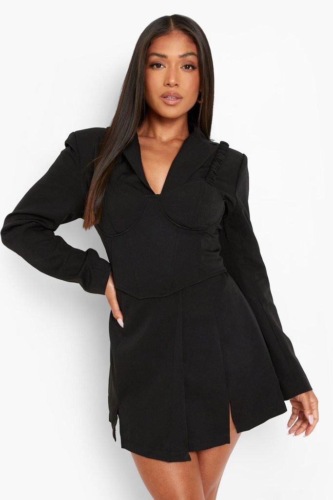 Womens Petite Blazer And Bralet Mini Dress - Black - 10, Black