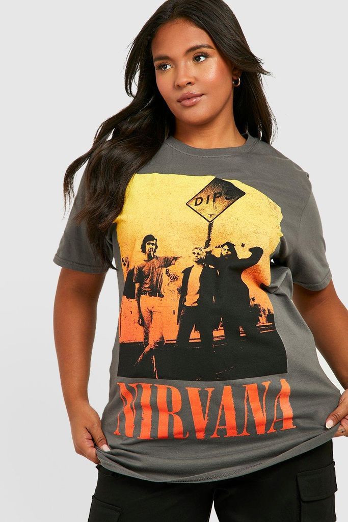 Womens Plus Nirvana Sunset Band T-Shirt - Grey - 18, Grey