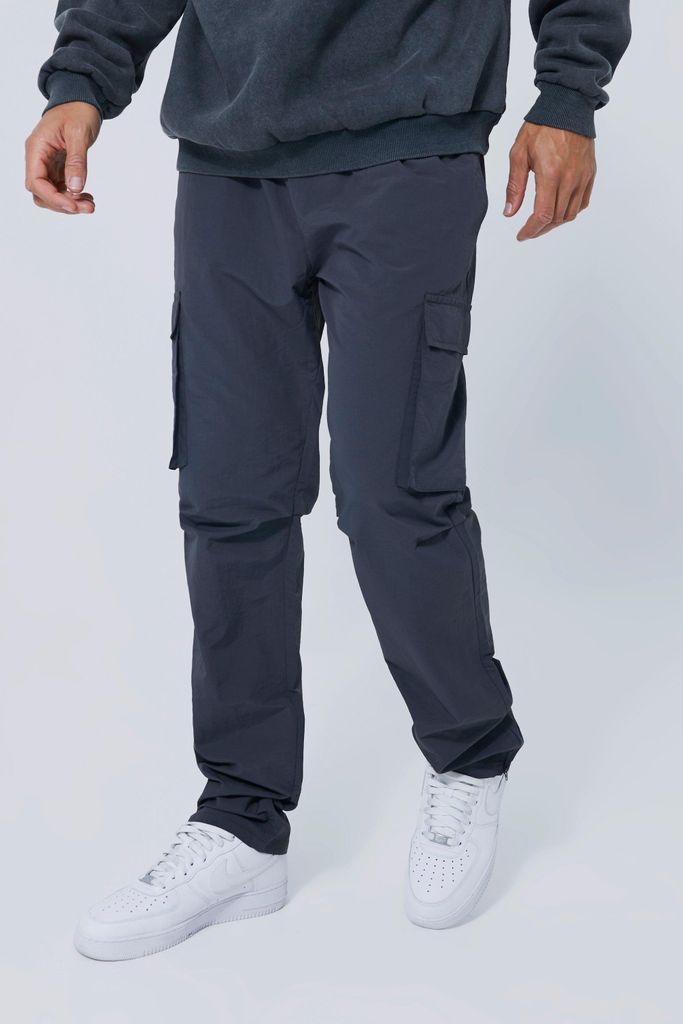 Men's Tall Straight Leg Nylon Cargo Trouser - Grey - S, Grey