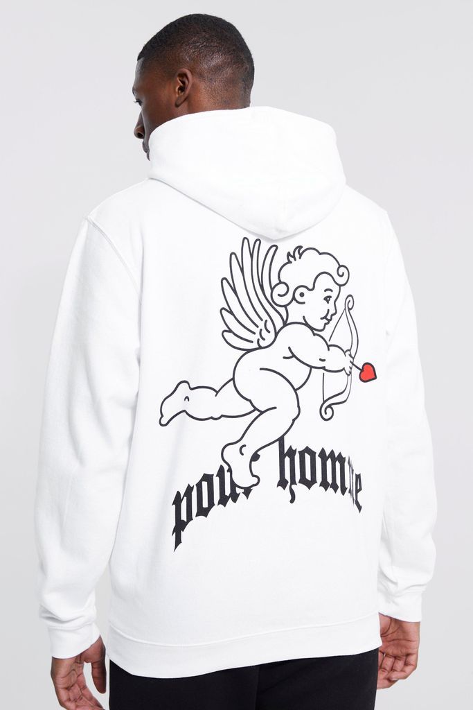 Men's Tall Pour Homme Cupid Graphic Hoodie - White - S, White