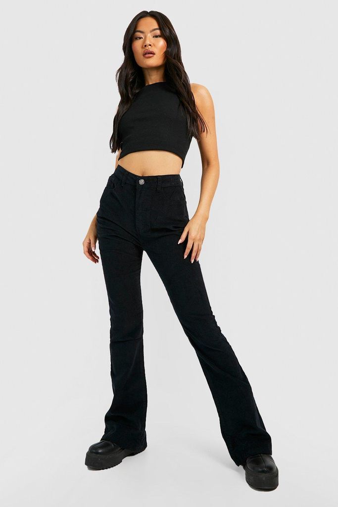 Womens High Rise Cord Flared Jeans - Black - 6, Black