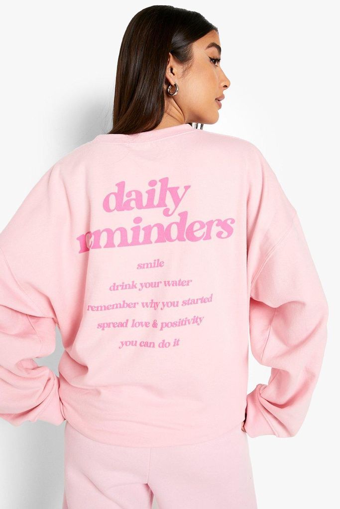 Womens Daily Reminders Oversized Jumper - Pink - S, Pink
