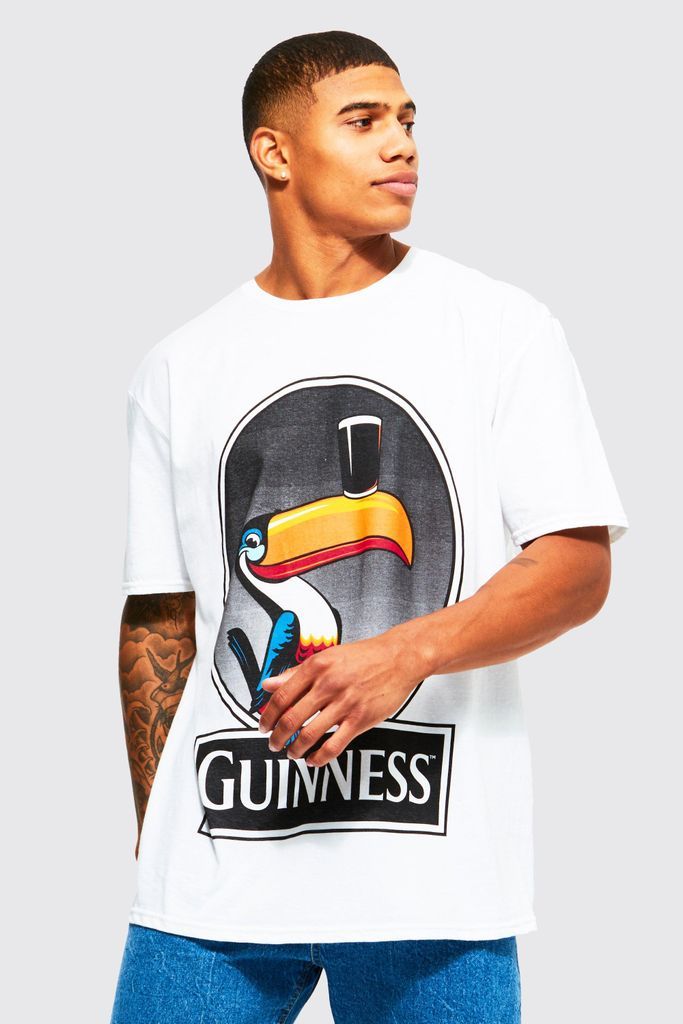 Men's Oversized Guinness Toucan License T-Shirt - White - S, White