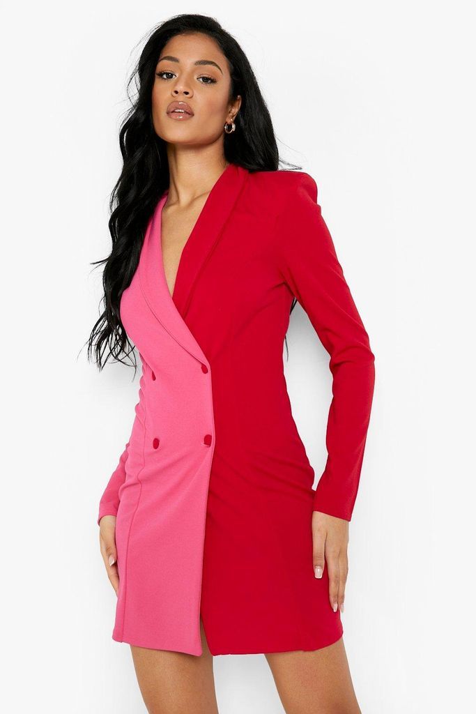 Womens Tall Colour Block Blazer Dress - Red - 8, Red