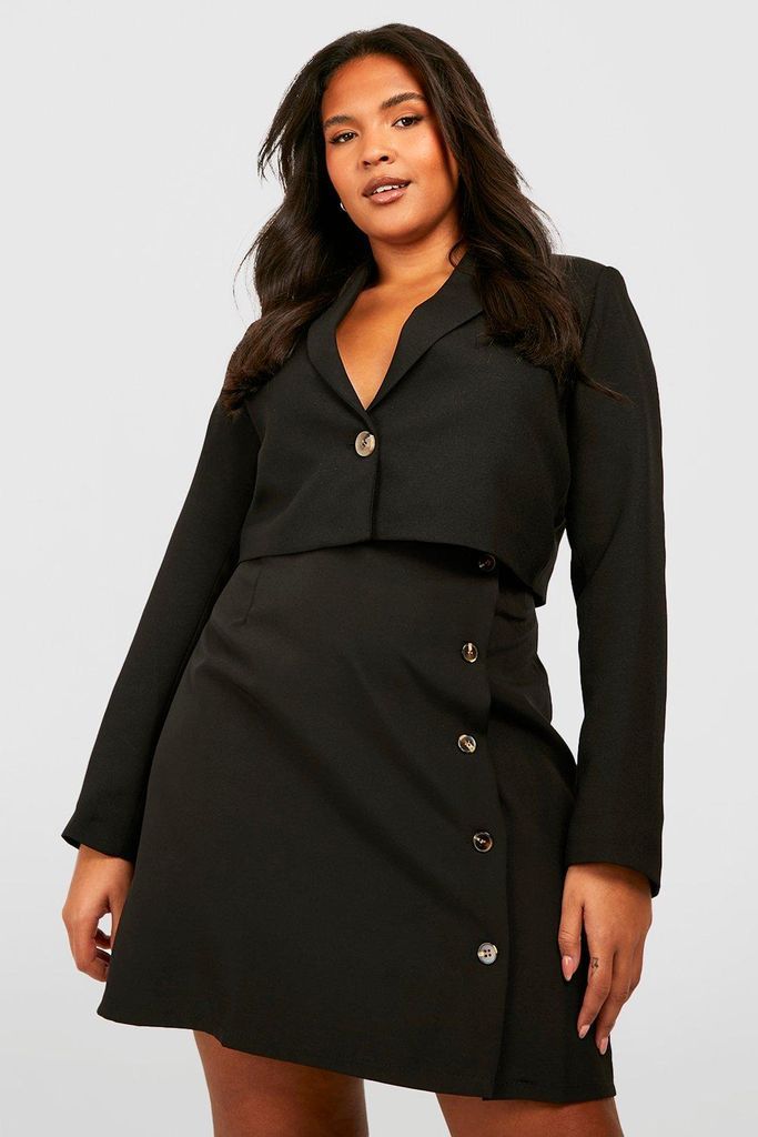 Womens Plus Button Mini Skirt - Black - 28, Black