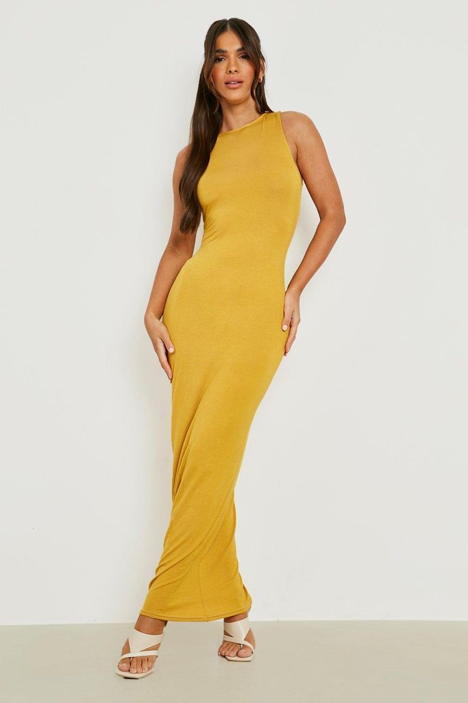 Womens Basics Sleeveless Basic Maxi Dress - Yellow - 14, Yellow