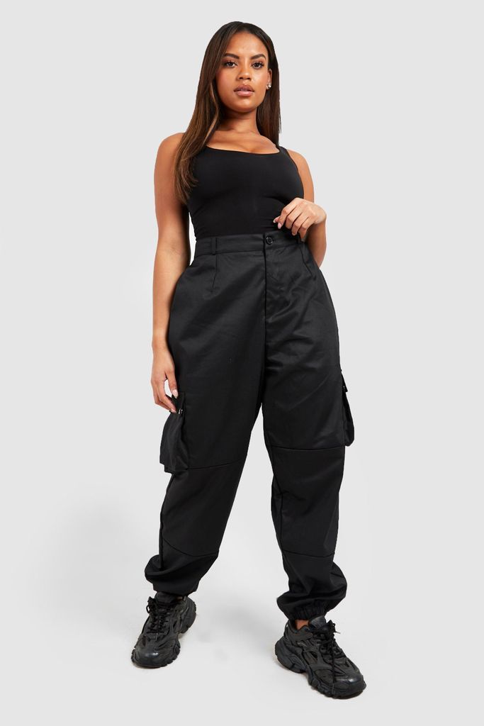Womens Plus Tapered Cargo Trousers - Black - 16, Black