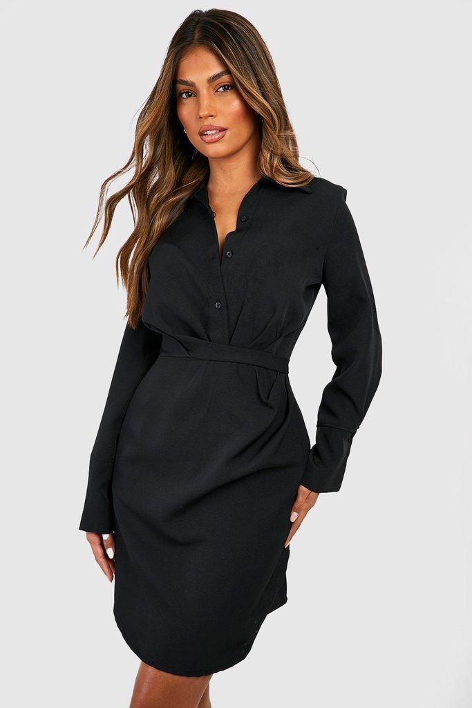 Womens Drape Side Button Front Blazer Dress - Black - 14, Black