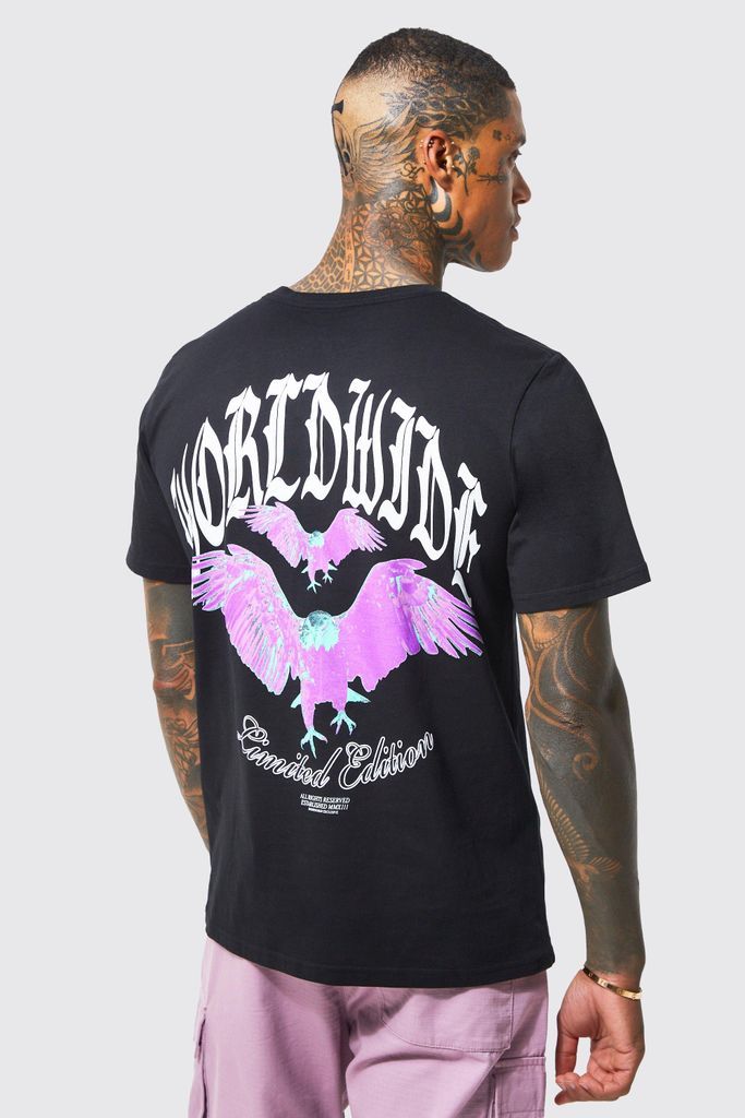 Men's Regular Fit Eagle Back Graphic T-Shirt - Black - L, Black