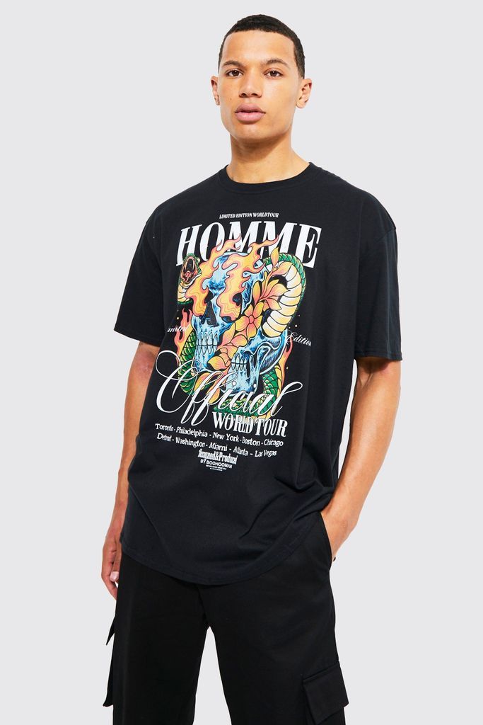 Men's Tall Snake Skull Graphic T-Shirt - Black - Xl, Black