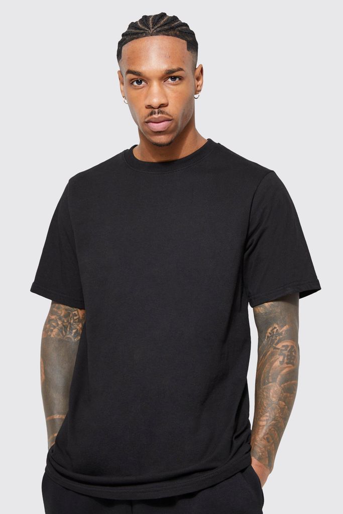 Men's Longline Crew Neck T-Shirt - Black - S, Black