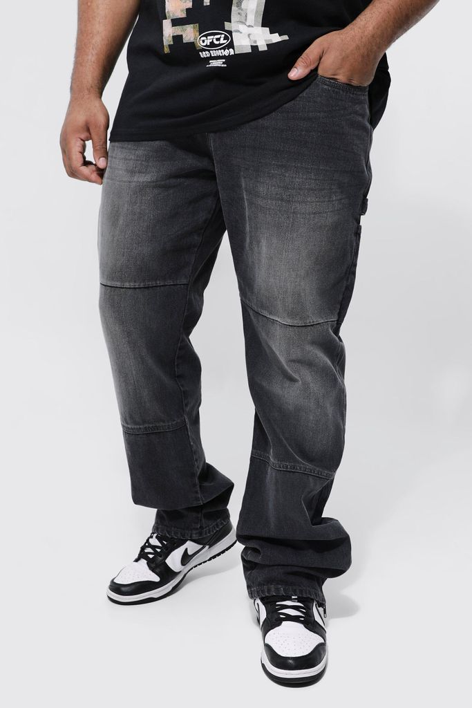 Men's Plus Straight Fit Stacked Zip Hem Jean - Grey - 38, Grey