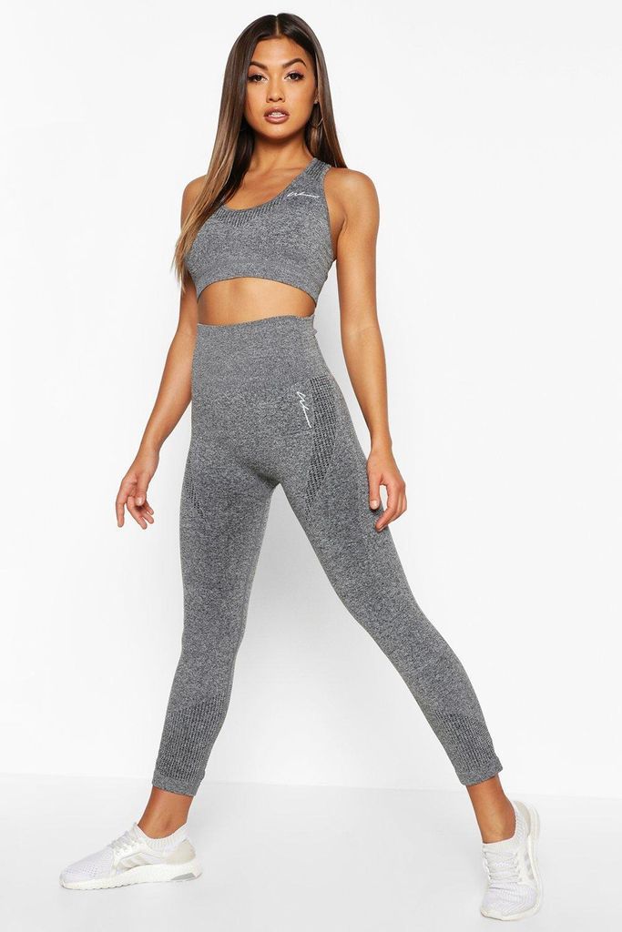 Womens Fit Supportive Waistband Seamless Sculpt Gym Leggings - Grey - S, Grey