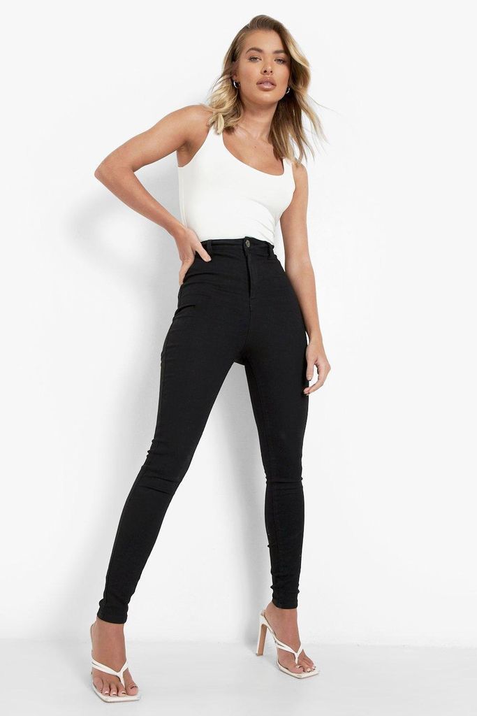 Womens Recycled High Waisted Butt Shaping Jeans - Black - 6, Black