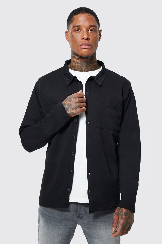 Men's Jersey Overshirt - Black - S, Black