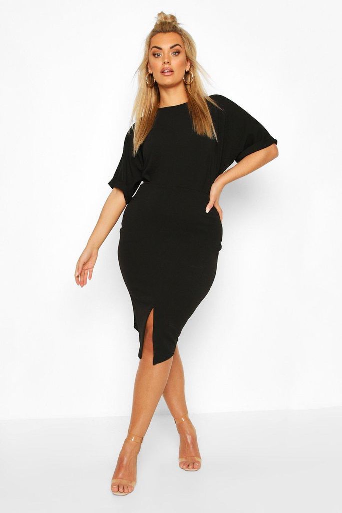 Womens Plus Wiggle Midi Dress - Black - 28, Black