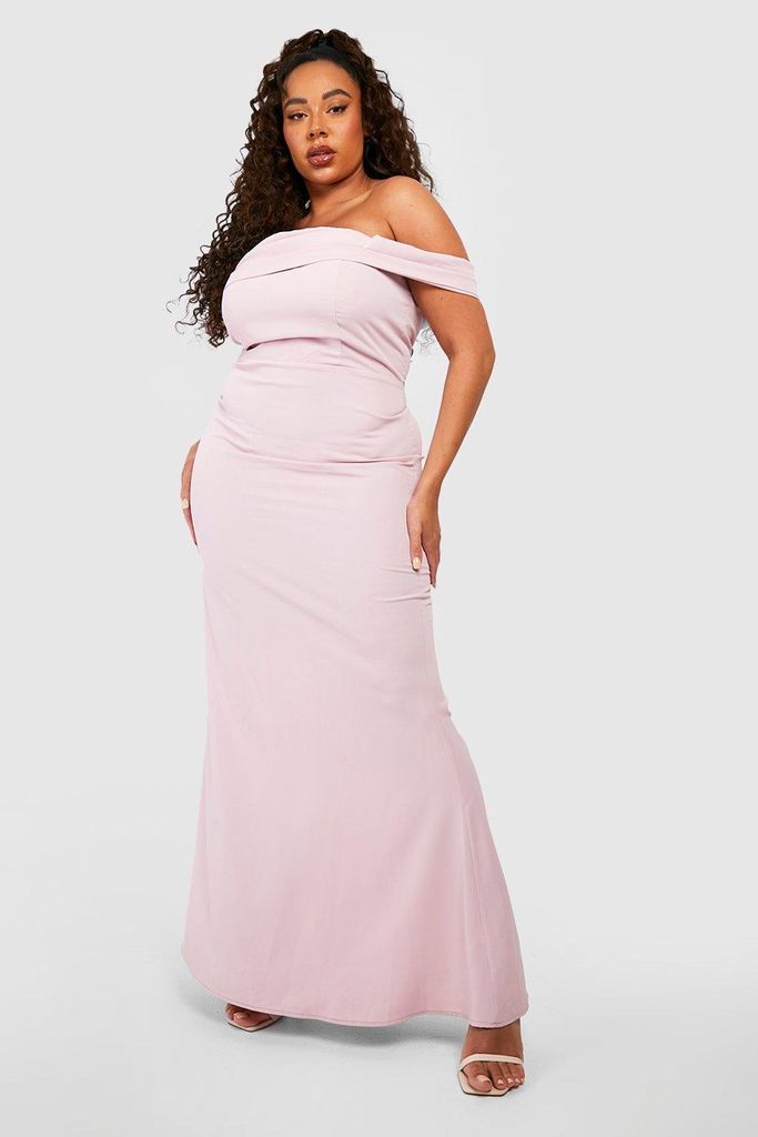 Womens Plus Bridesmaid Off The Shoulder Maxi Dress - Pink - 16, Pink