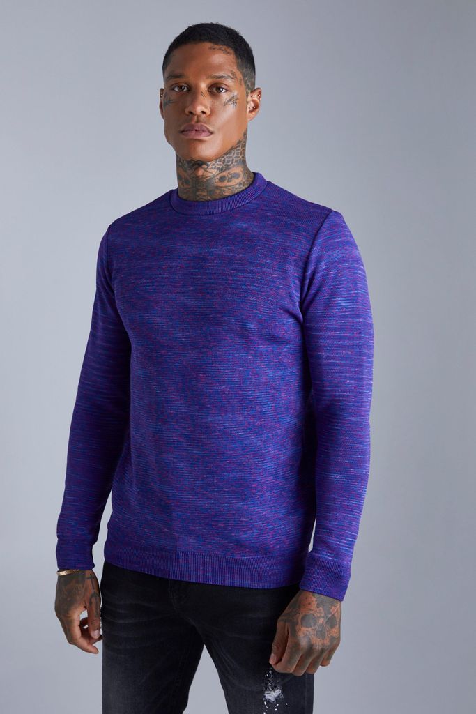 Men's Space Dye Regular Fit Jumper - Purple - Xs, Purple