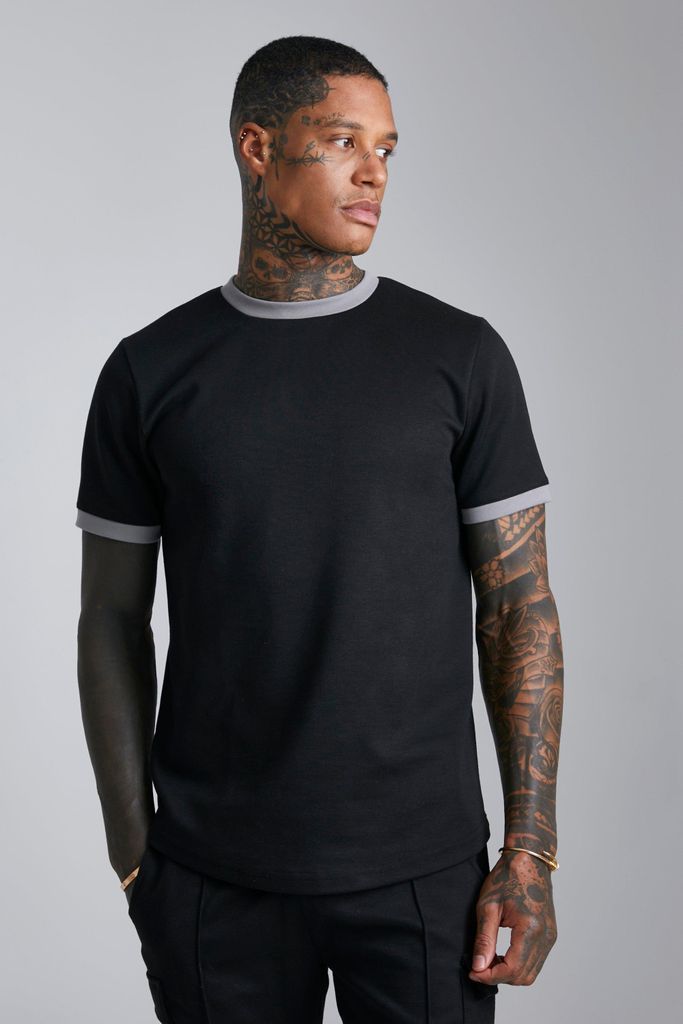 Men's Smart Slim Fit Ringer T-Shirt - Black - M, Black