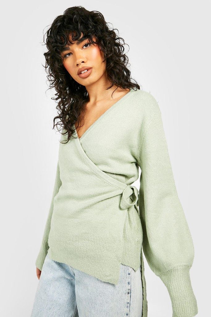 Womens Wrap Knit Cardigan - Green - Xs, Green