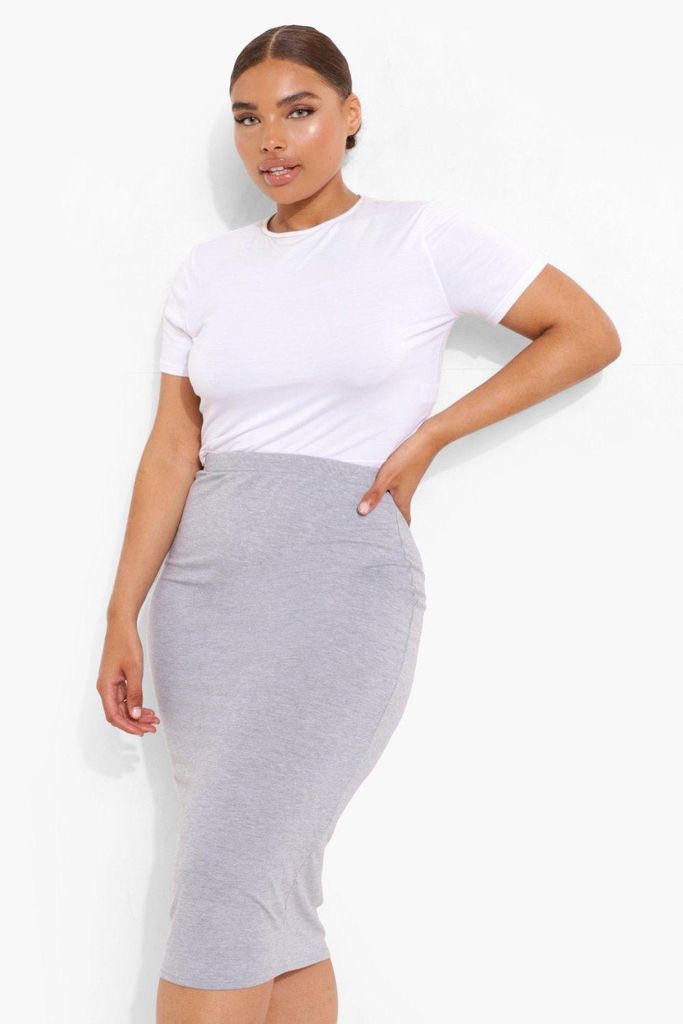 Womens Plus Midi Tube Skirt - Grey - 24, Grey