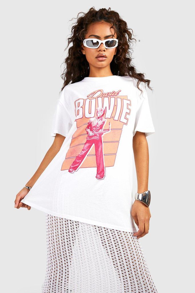 Womens David Bowie License Oversized Band T-Shirt - White - S, White