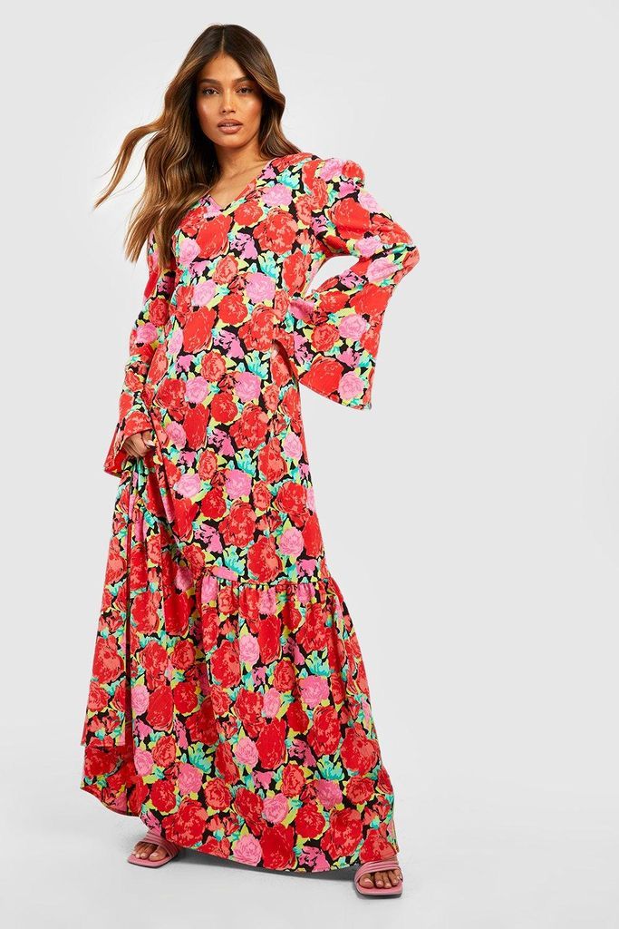 Womens The Printed Maxi Dress - Red - 8, Red
