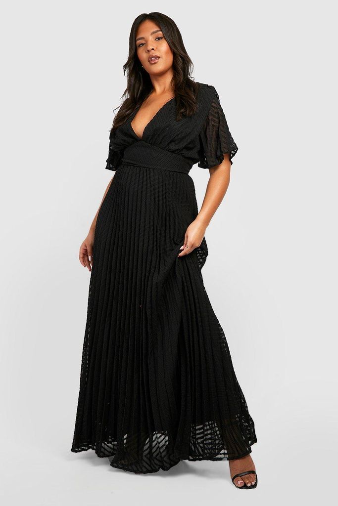 Womens Plus Textured Chiffon Maxi Dress - Black - 16, Black