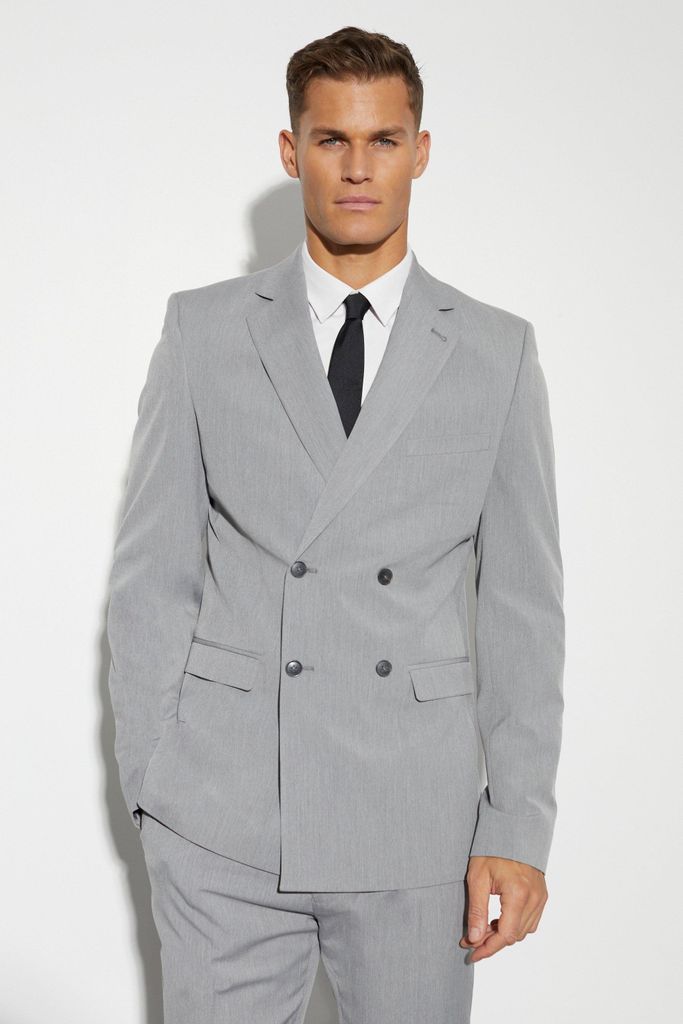 Men's Tall Slim Double Breasted Suit Jacket - Grey - 38, Grey