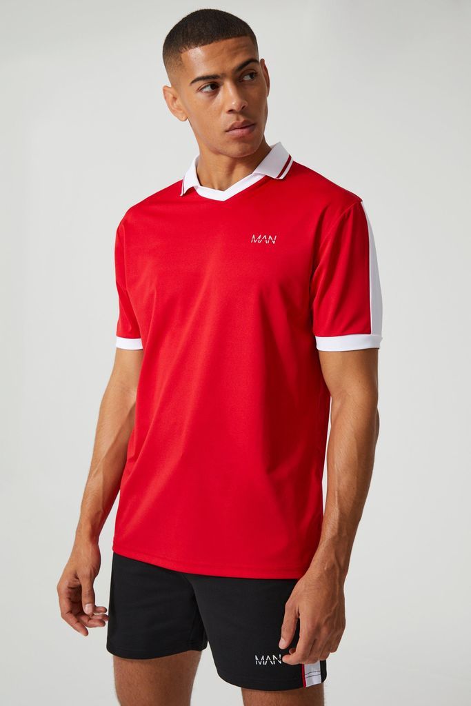 Men's Man Active Training Polo Top - Red - L, Red