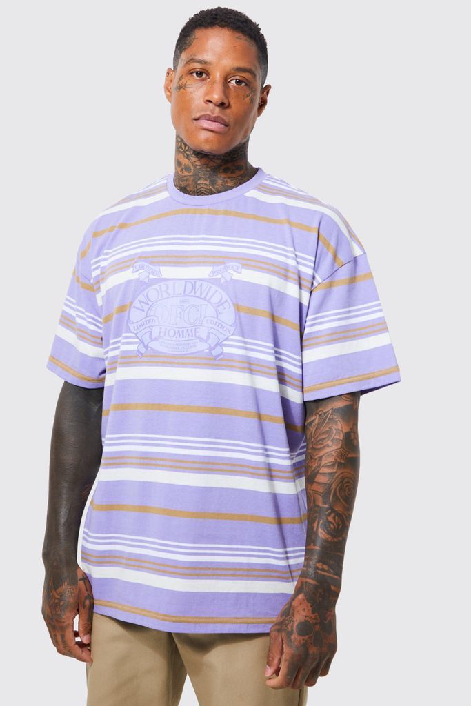 Men's Oversized Ofcl Stripe T-Shirt - Purple - S, Purple