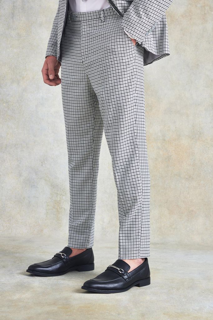 Men's Tapered Check Suit Trousers - Grey - 28S, Grey