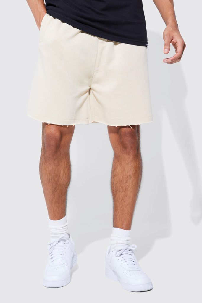 Men's Oversized Fit Loopback Zip Pocket Short - Beige - S, Beige