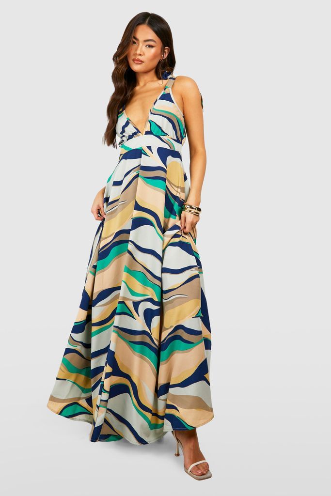Womens Abstract Print Maxi Dress - Multi - 8, Multi