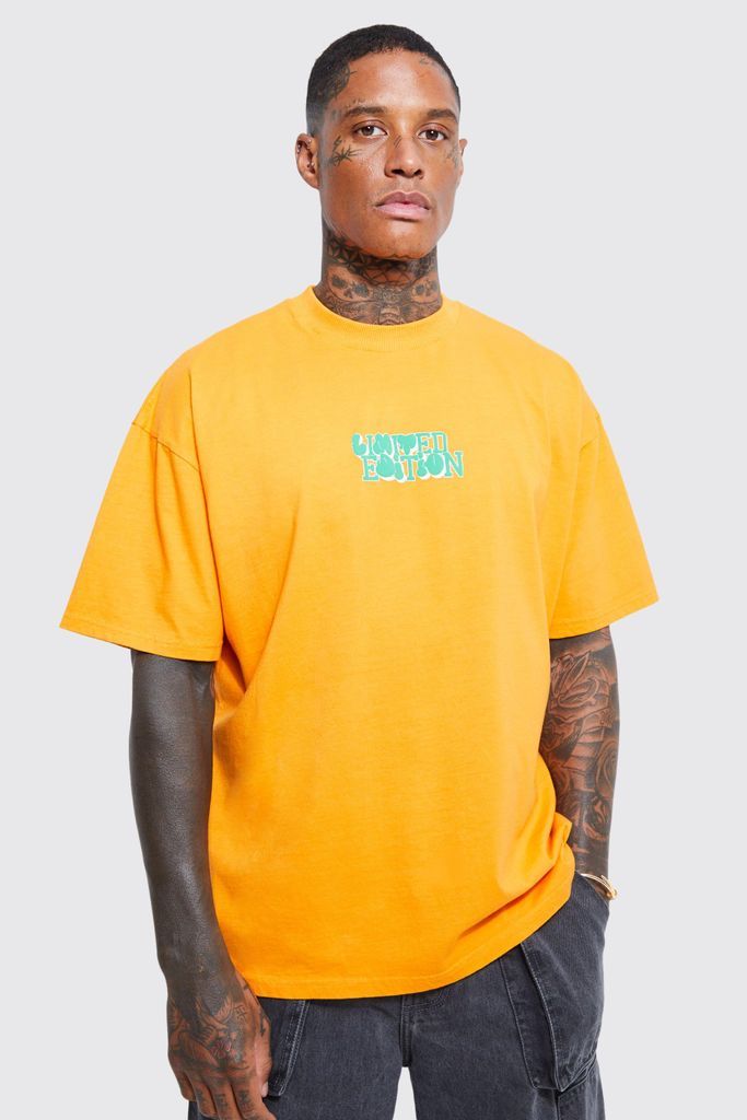 Men's Oversized Limited Puff Print T-Shirt - Orange - M, Orange