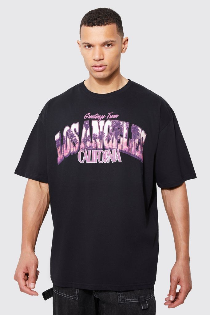 Men's Tall Oversized Los Angeles Graphic T-Shirt - Black - S, Black