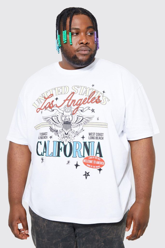 Men's Plus Oversized Los Angeles Graphic T-Shirt - White - Xxxl, White