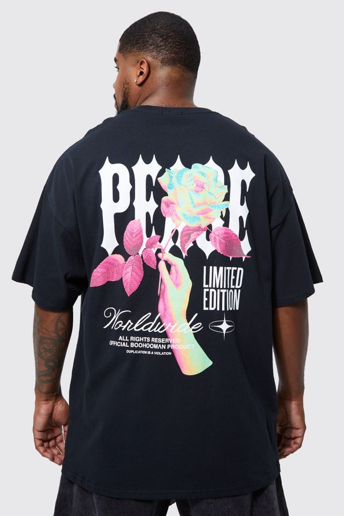 Men's Plus Limited Edition Rose Back Graphic T-Shirt - Black - Xxxl, Black