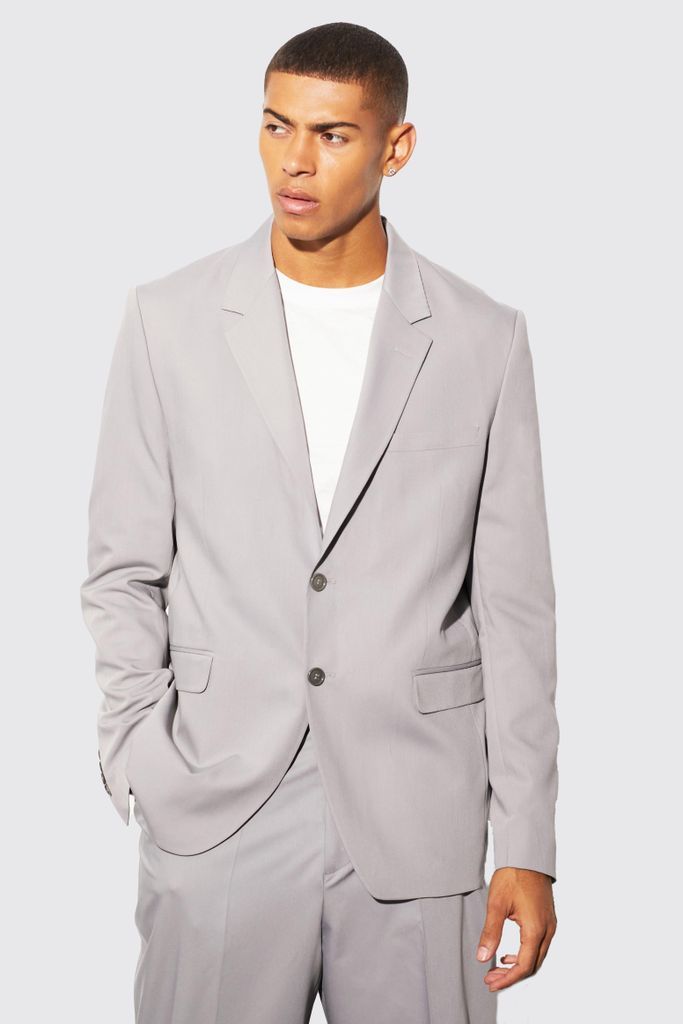 Men's Relaxed Fit Single Breasted Suit Jacket - Grey - 36, Grey
