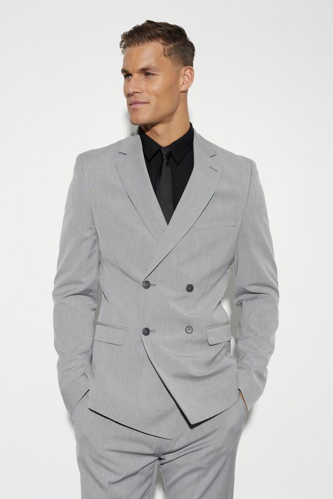 Men's Tall Skinny Double Breasted Suit Jacket - Grey - 38, Grey