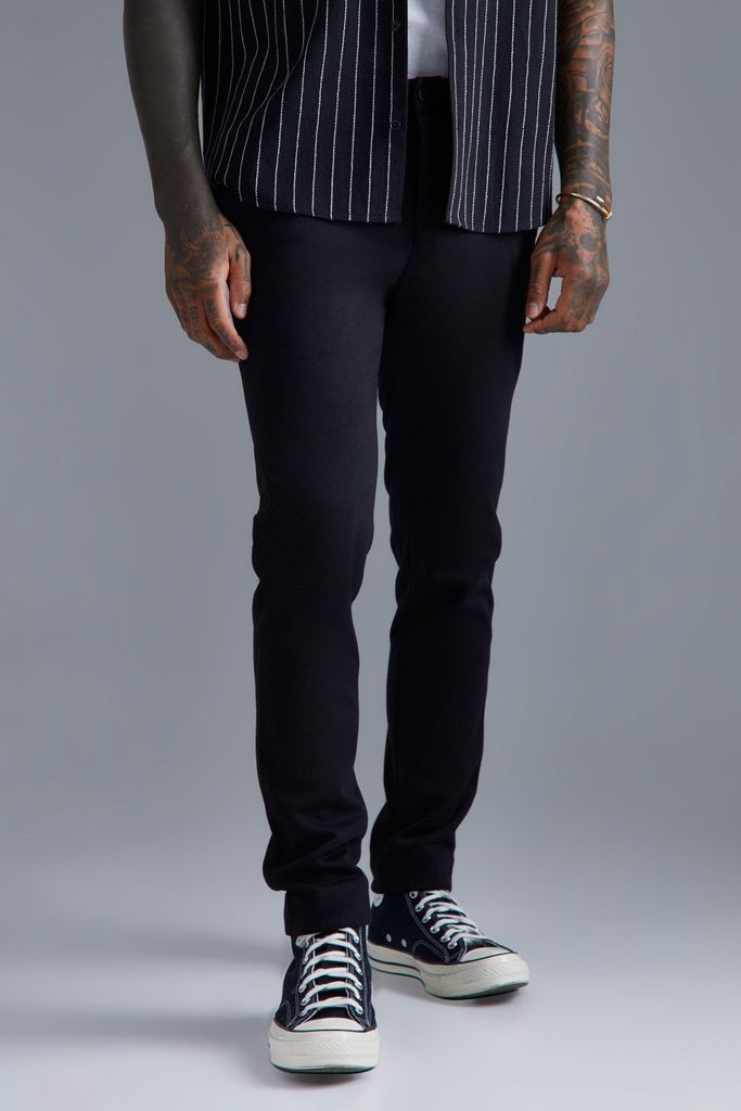 Men's Half Elasticated Skinny Heavy Jersey Trouser - Black - 30, Black